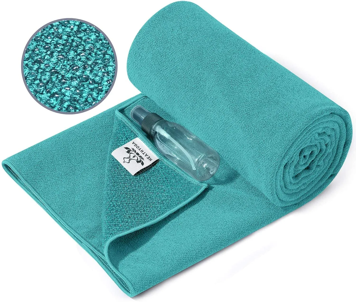 Heathyoga toalla de yoga antideslizante para yoga, esterilla de yoga con agarre de silicona y botella de spray gratis, toalla de microfibra para Bikram, yoga caliente, pilates y fitness