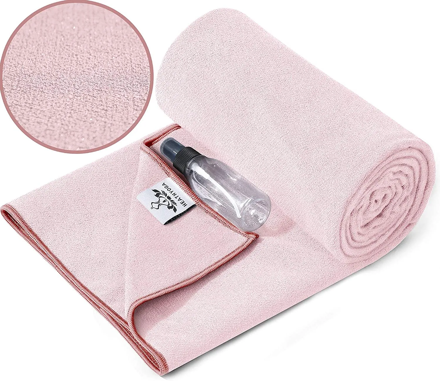 Heathyoga toalla de yoga antideslizante para yoga, esterilla de yoga con agarre de silicona y botella de spray gratis, toalla de microfibra para Bikram, yoga caliente, pilates y fitness