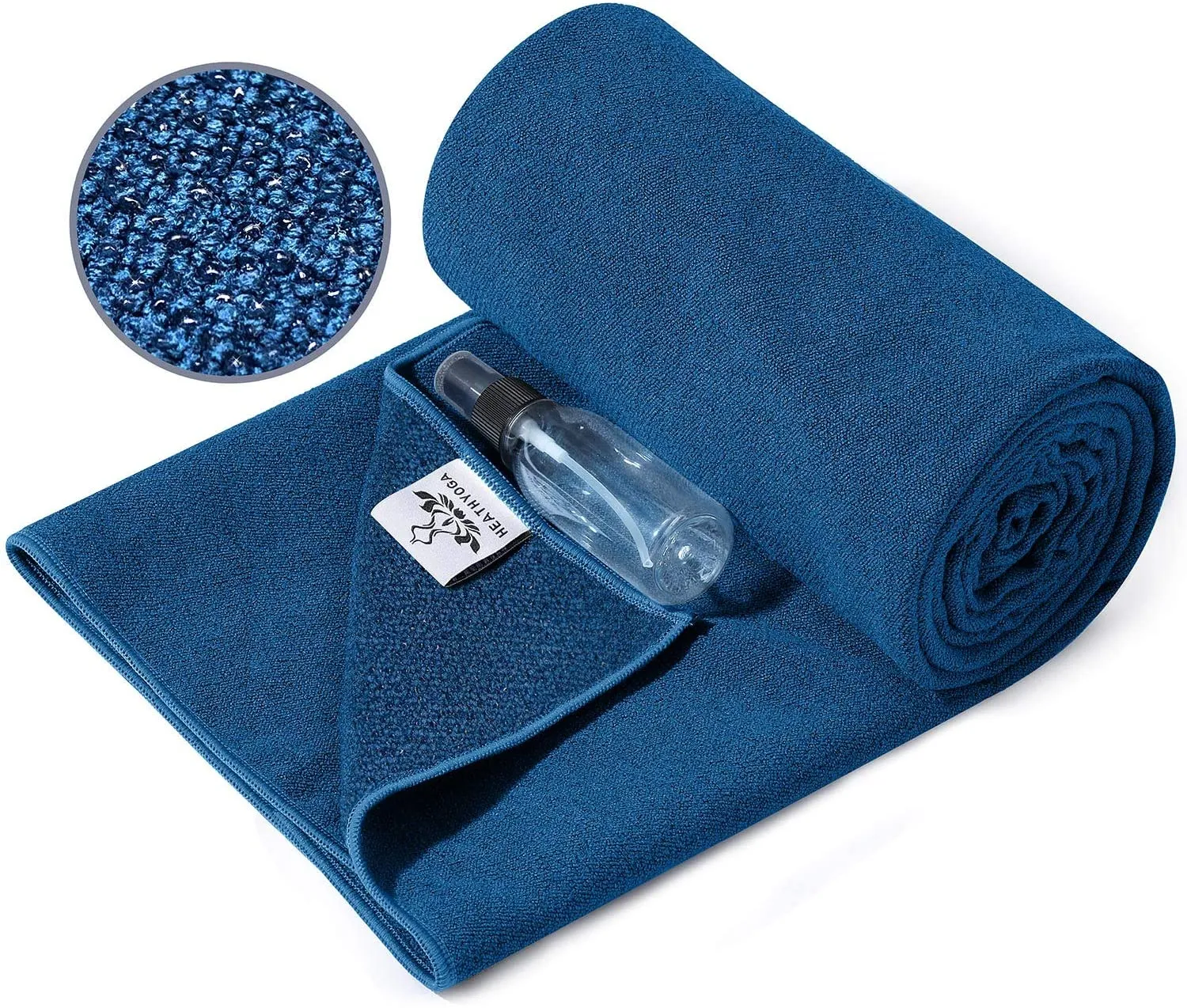 Heathyoga toalla de yoga antideslizante para yoga, esterilla de yoga con agarre de silicona y botella de spray gratis, toalla de microfibra para Bikram, yoga caliente, pilates y fitness