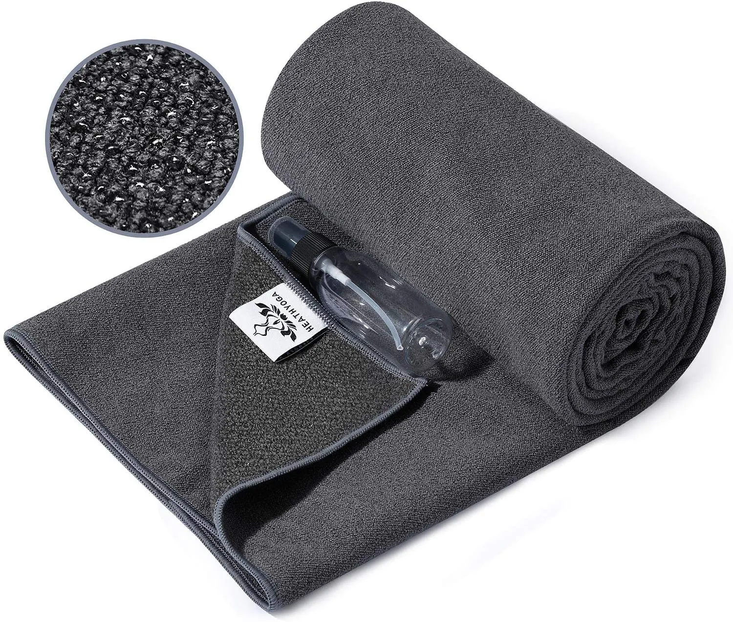 Heathyoga toalla de yoga antideslizante para yoga, esterilla de yoga con agarre de silicona y botella de spray gratis, toalla de microfibra para Bikram, yoga caliente, pilates y fitness
