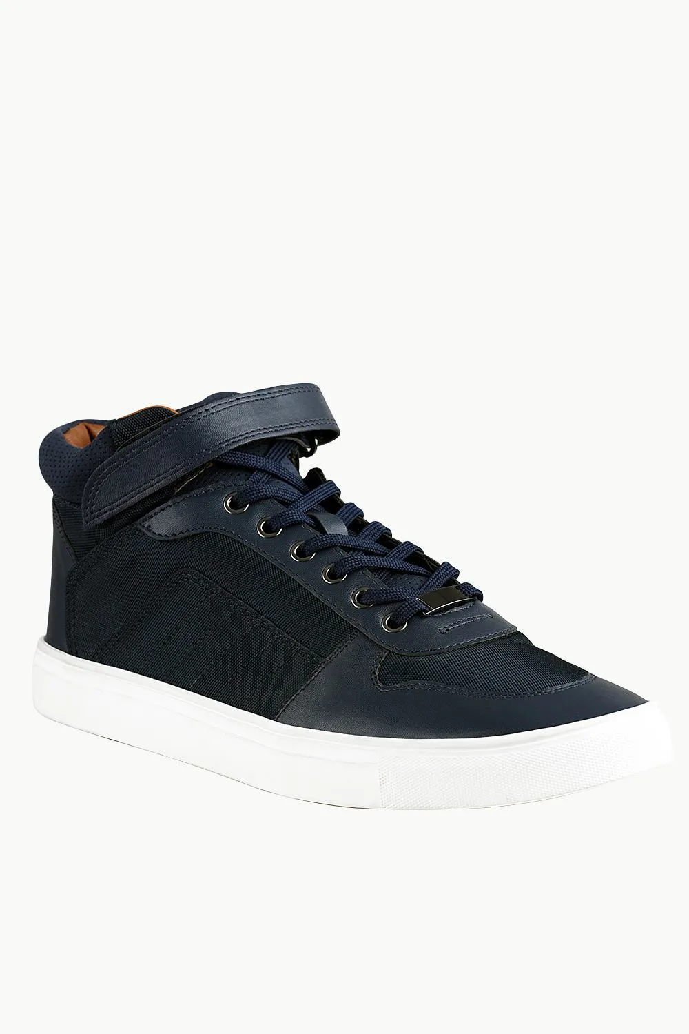 High Ankle Navy Lace-up Plimsolls
