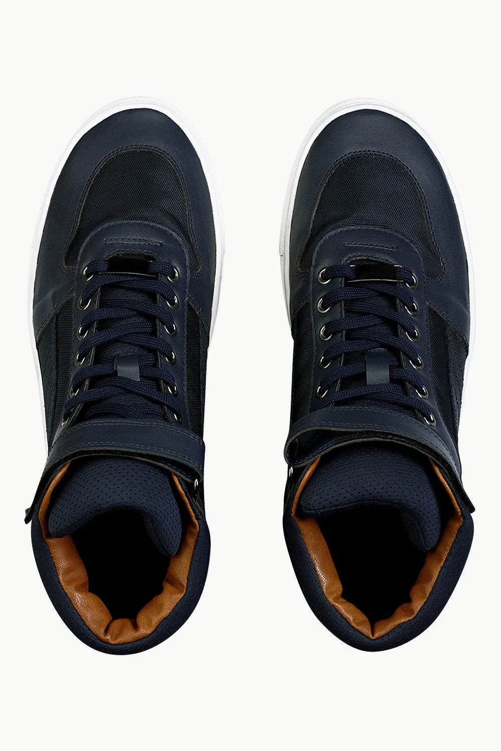 High Ankle Navy Lace-up Plimsolls