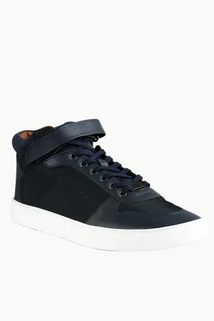 High Ankle Navy Lace-up Plimsolls