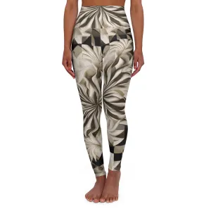 High Waisted Leggings - Impressionist Tulip