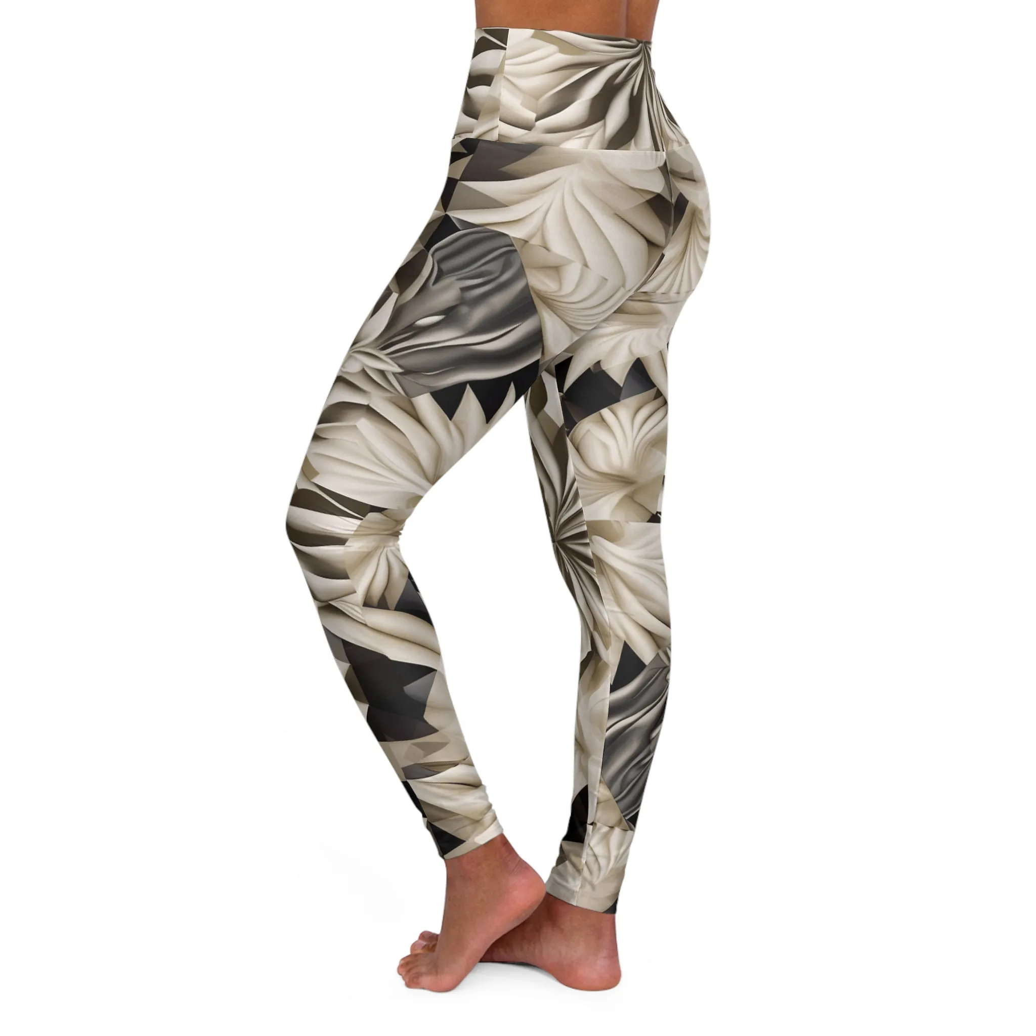 High Waisted Leggings - Impressionist Tulip