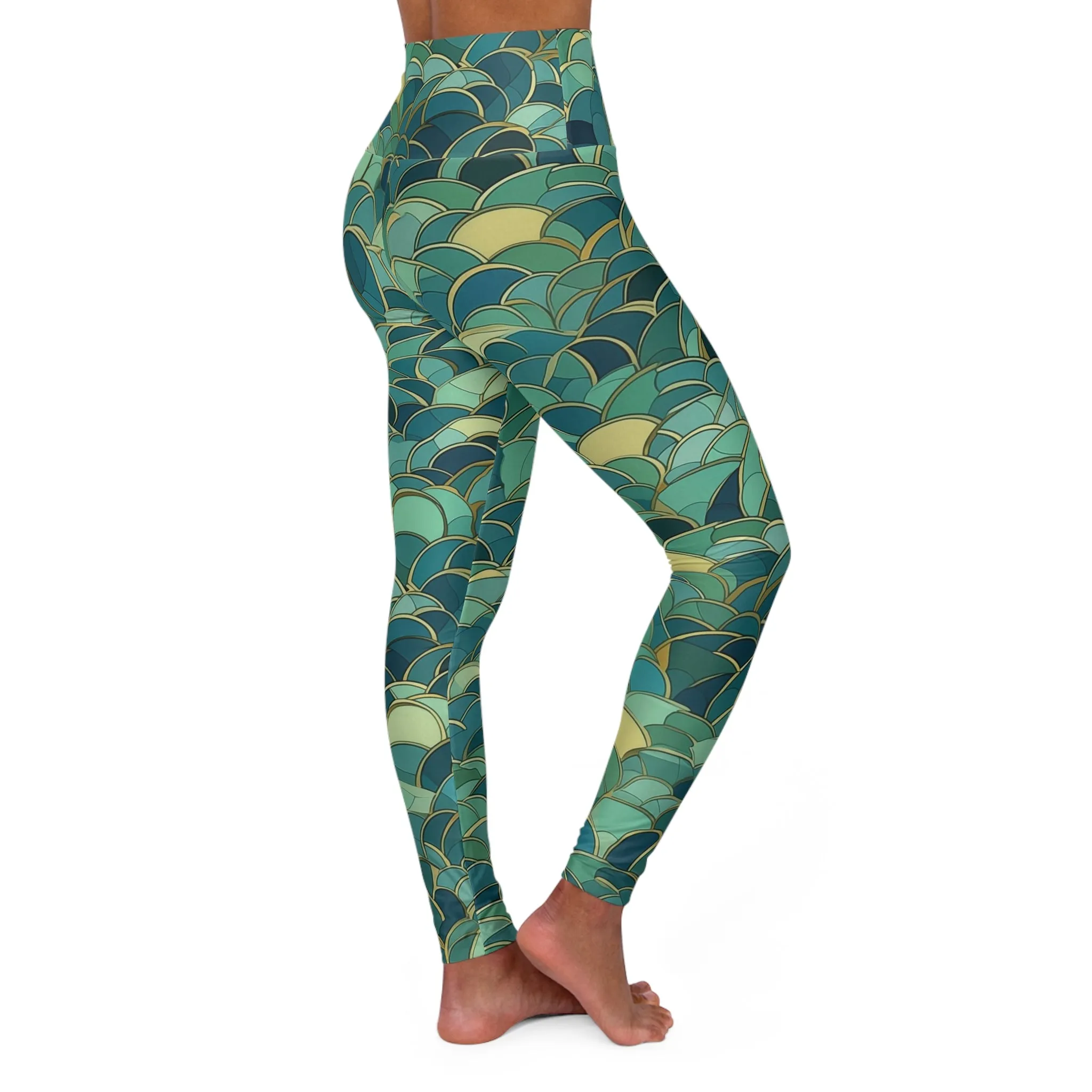 High Waisted Leggings - Wilkin Dhanurasana Moroccan