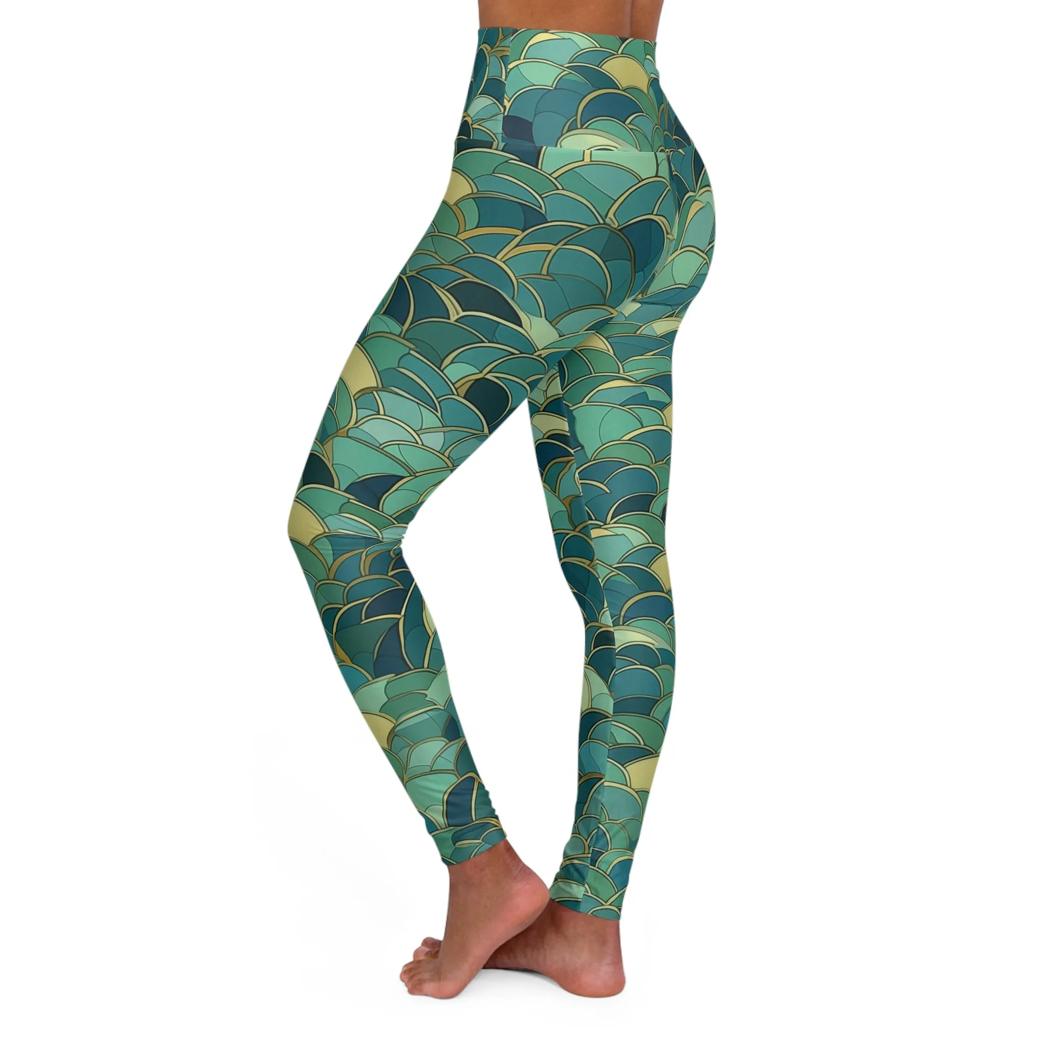 High Waisted Leggings - Wilkin Dhanurasana Moroccan