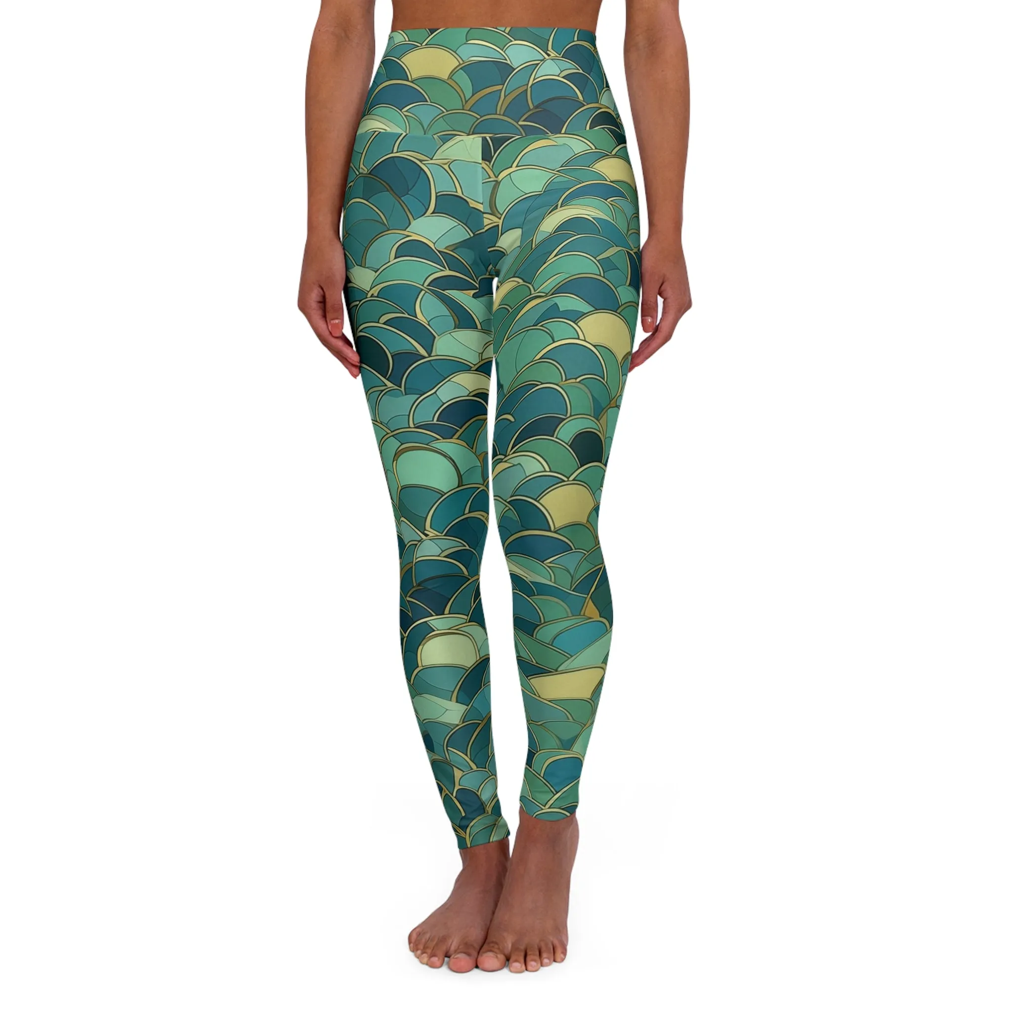 High Waisted Leggings - Wilkin Dhanurasana Moroccan