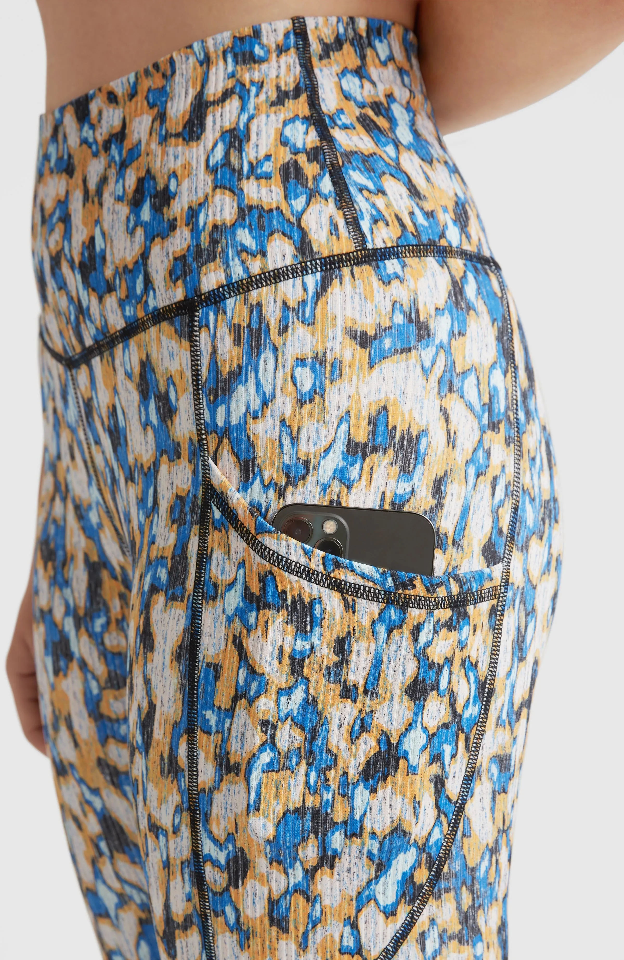 Hike Rib High Waist Leggings | Blue Minimal Camo