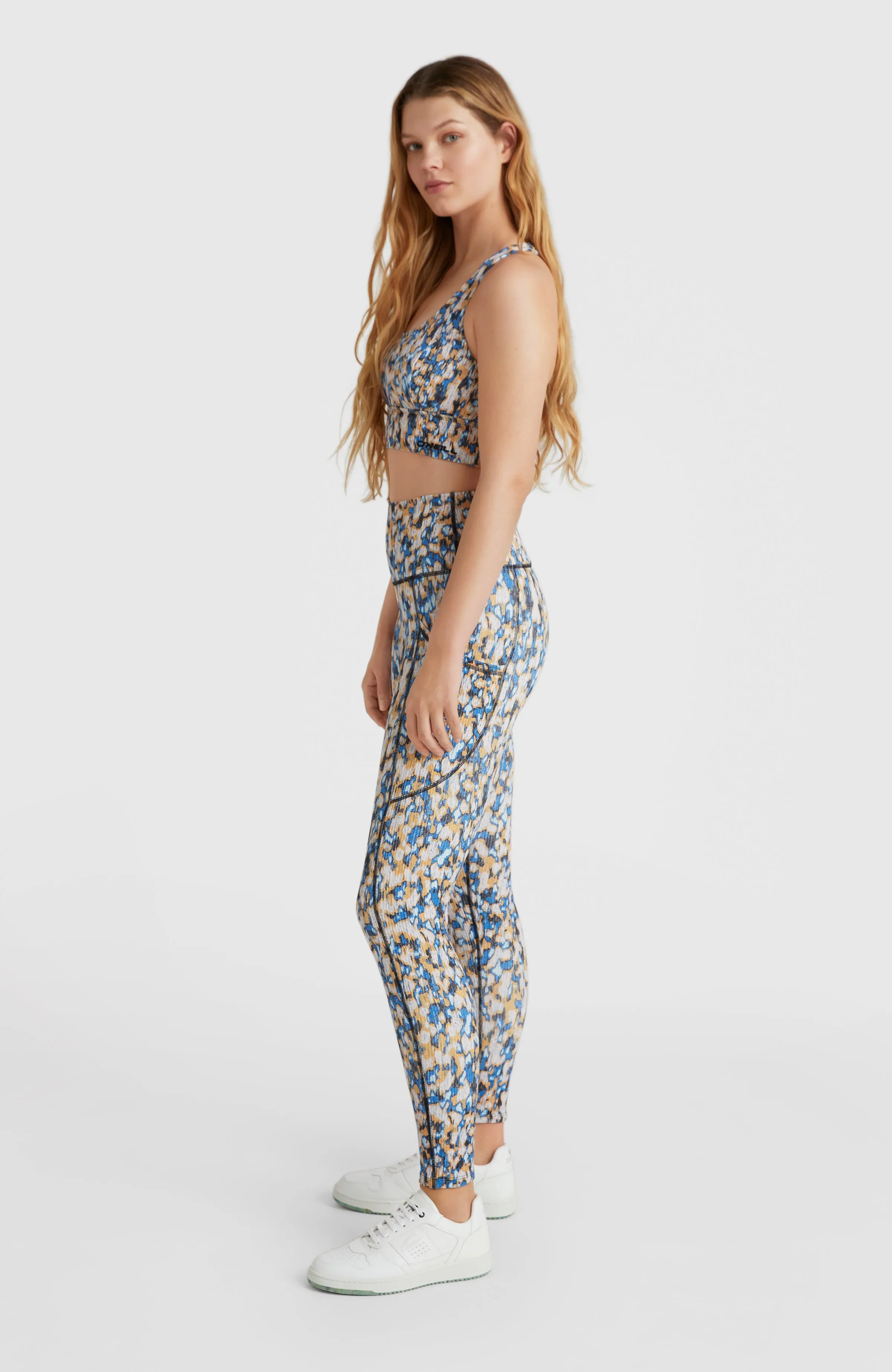 Hike Rib High Waist Leggings | Blue Minimal Camo