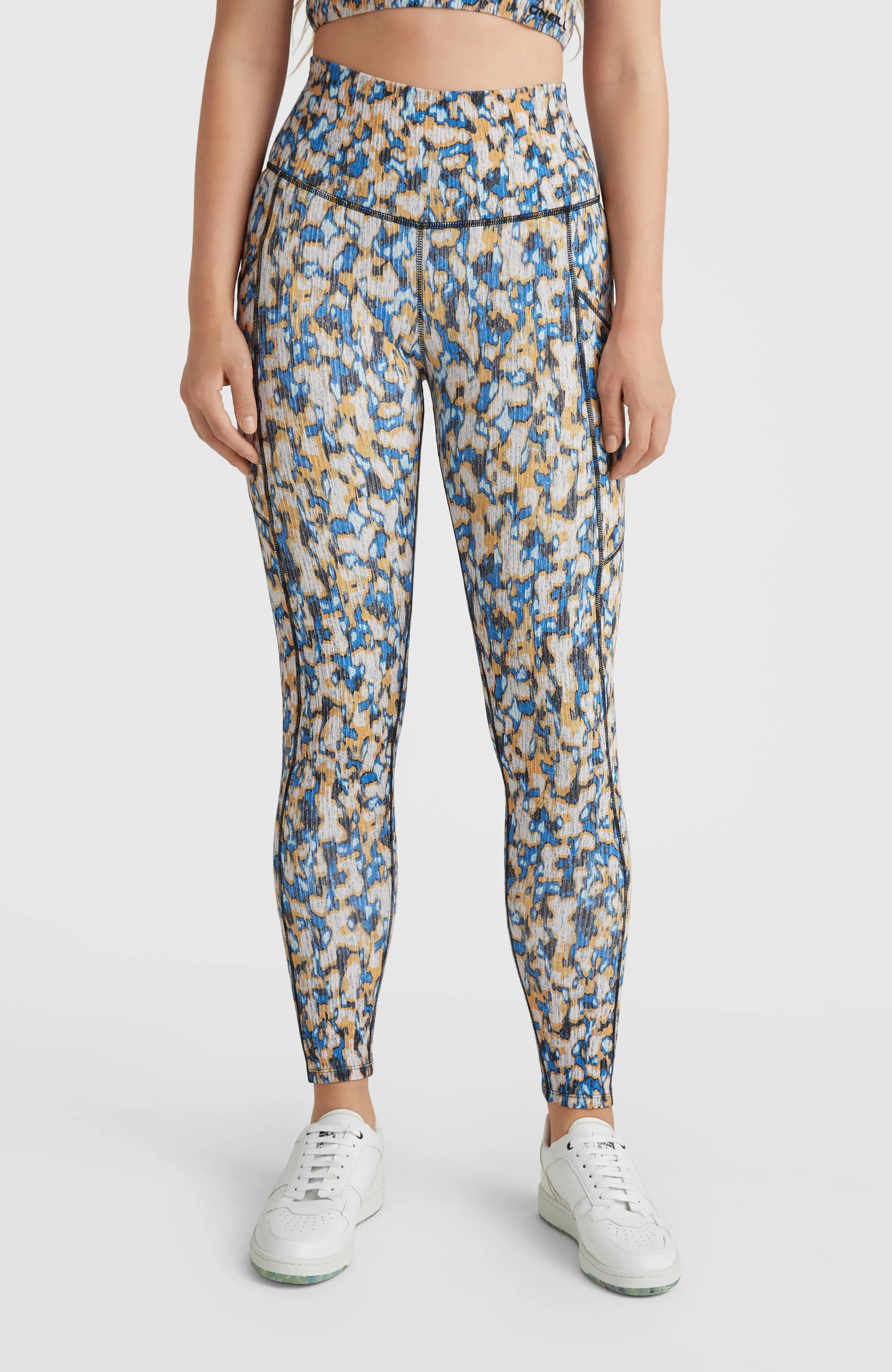 Hike Rib High Waist Leggings | Blue Minimal Camo