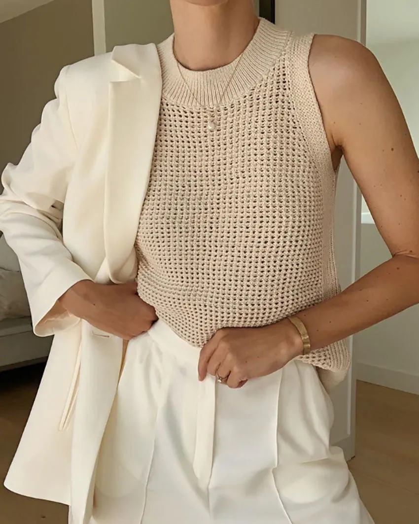 Hollow-out Lightweight Knit Tank Top