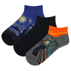 HOTSOX Women's Van Gogh/ Munch Low Cut Sock 3 Pack