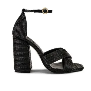 House of Harlow Revolve Cava Woven Raffia Black Ankle Strap Heel Sandal 10