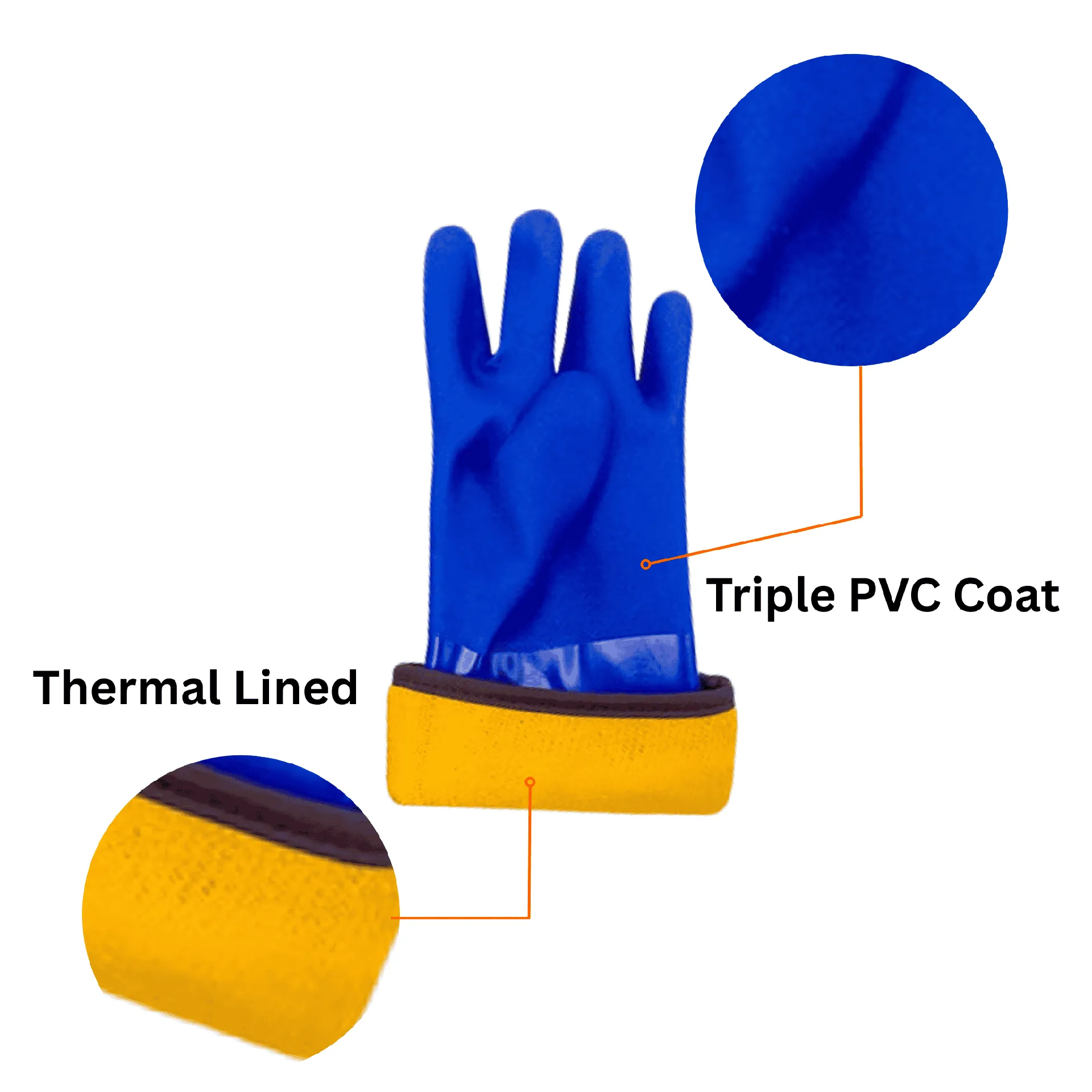 Insulated Gloves - Triple Coated Blue PVC Chemical Resistance