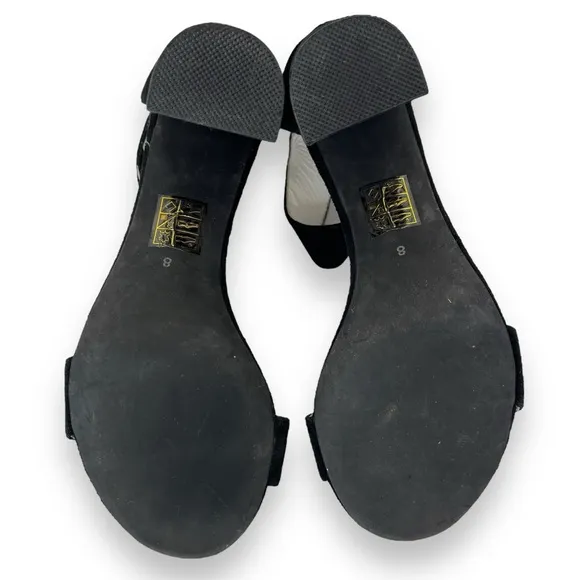 Jeffrey Campbell Lyndsay Black Suede Leather Ankle Strap Open Toe Heel Sandal 8