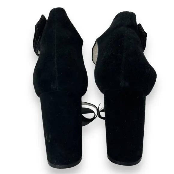 Jeffrey Campbell Lyndsay Black Suede Leather Ankle Strap Open Toe Heel Sandal 8
