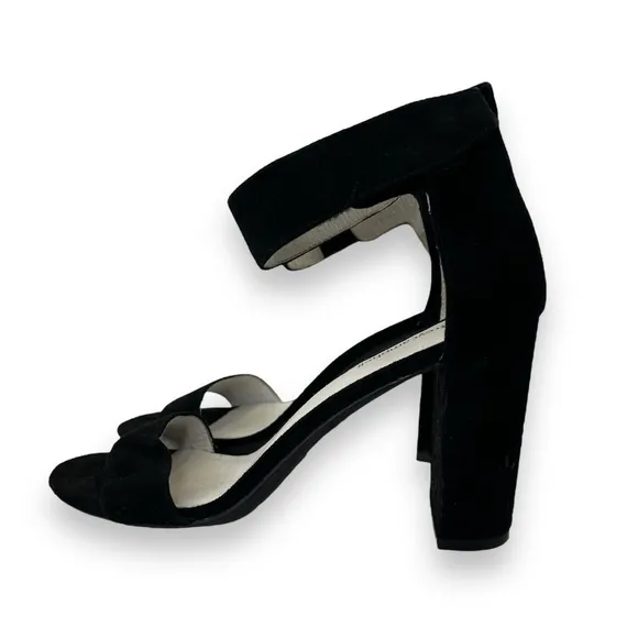 Jeffrey Campbell Lyndsay Black Suede Leather Ankle Strap Open Toe Heel Sandal 8