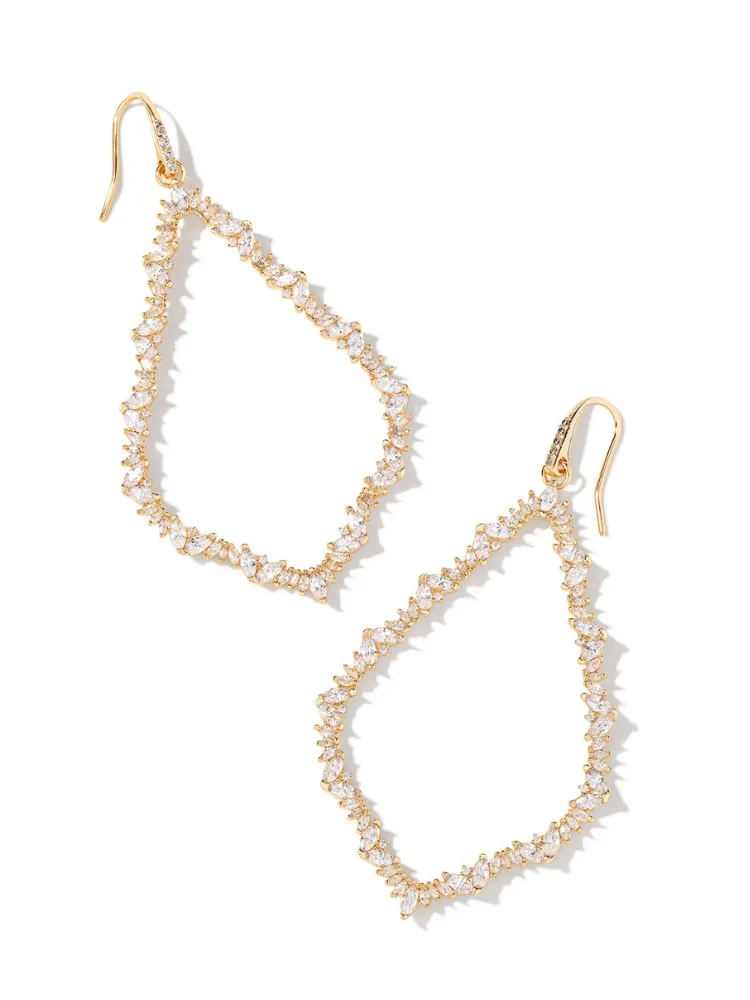 Kendra Scott Sophee Open Frame Earring - Gold & White Crystal