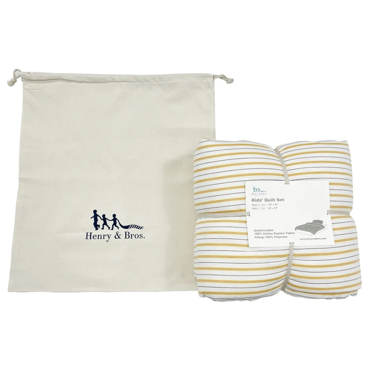 Kids Bunk Quilt & Sham - Golden Child Pinstripe