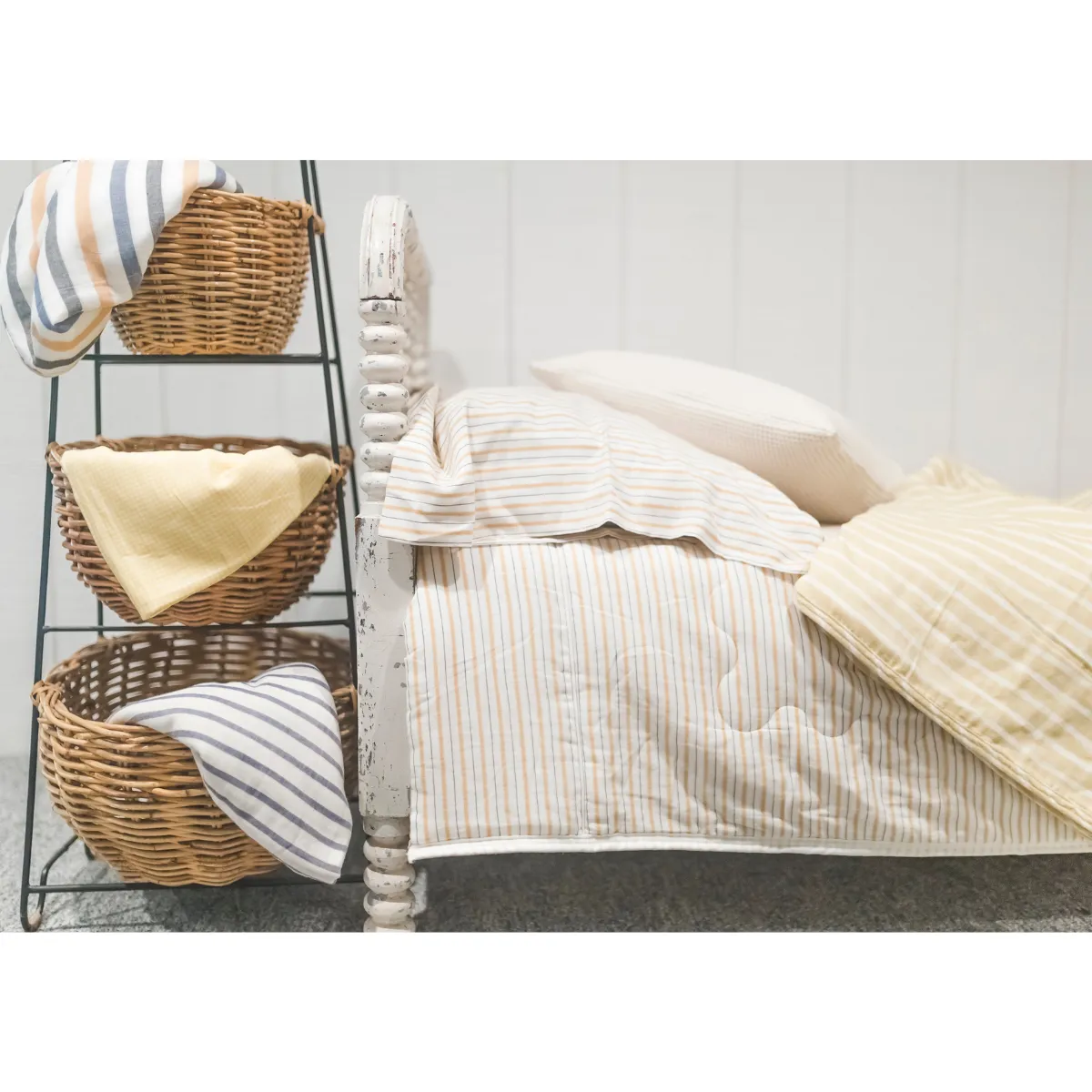 Kids Bunk Quilt & Sham - Golden Child Pinstripe