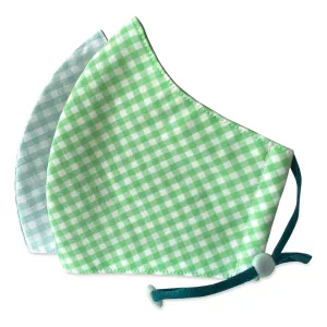 Kids Mask 3-Lyr Grn/Blue Check