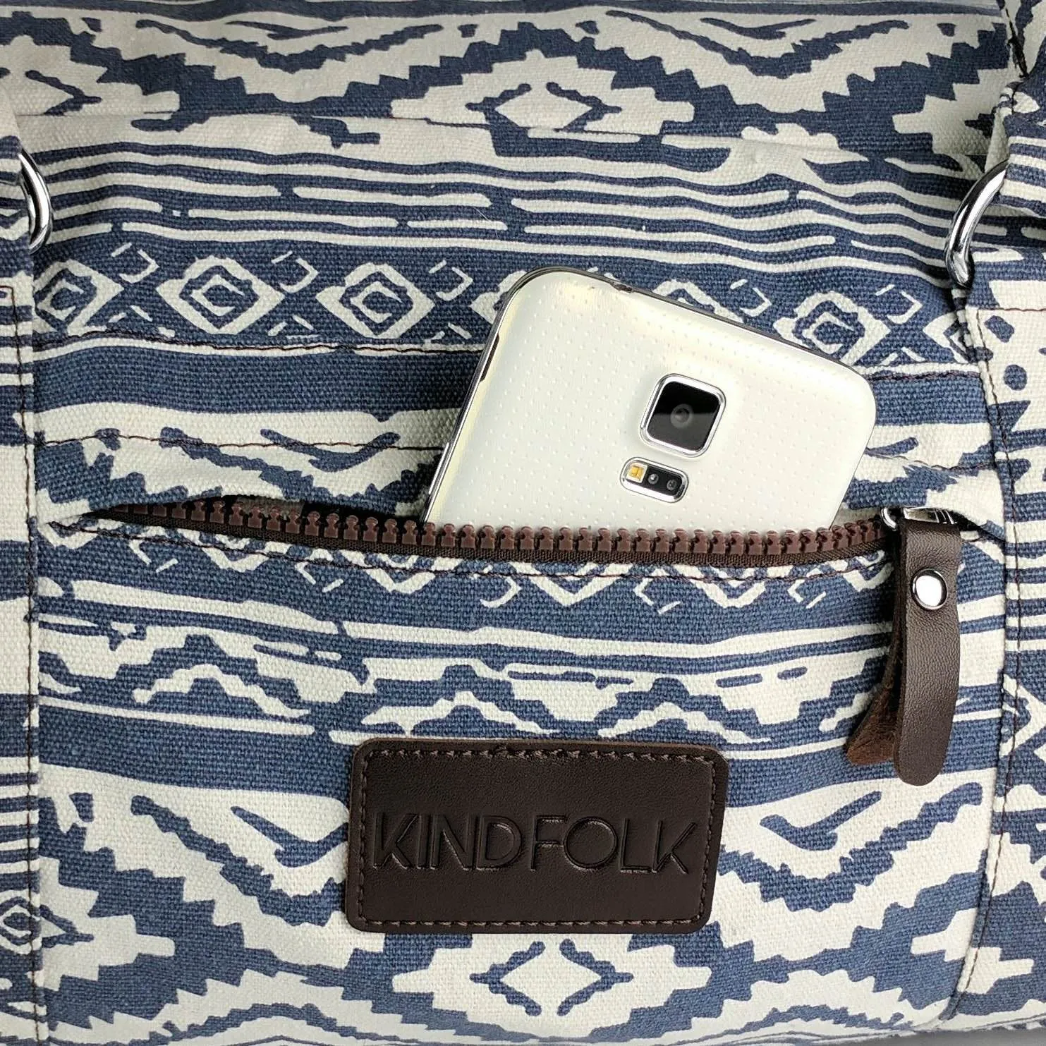 Kindfolk Yoga Mat XL Duffel Bag Extra Large Patterned Canvas with Pocket and Zipper (Mesa)