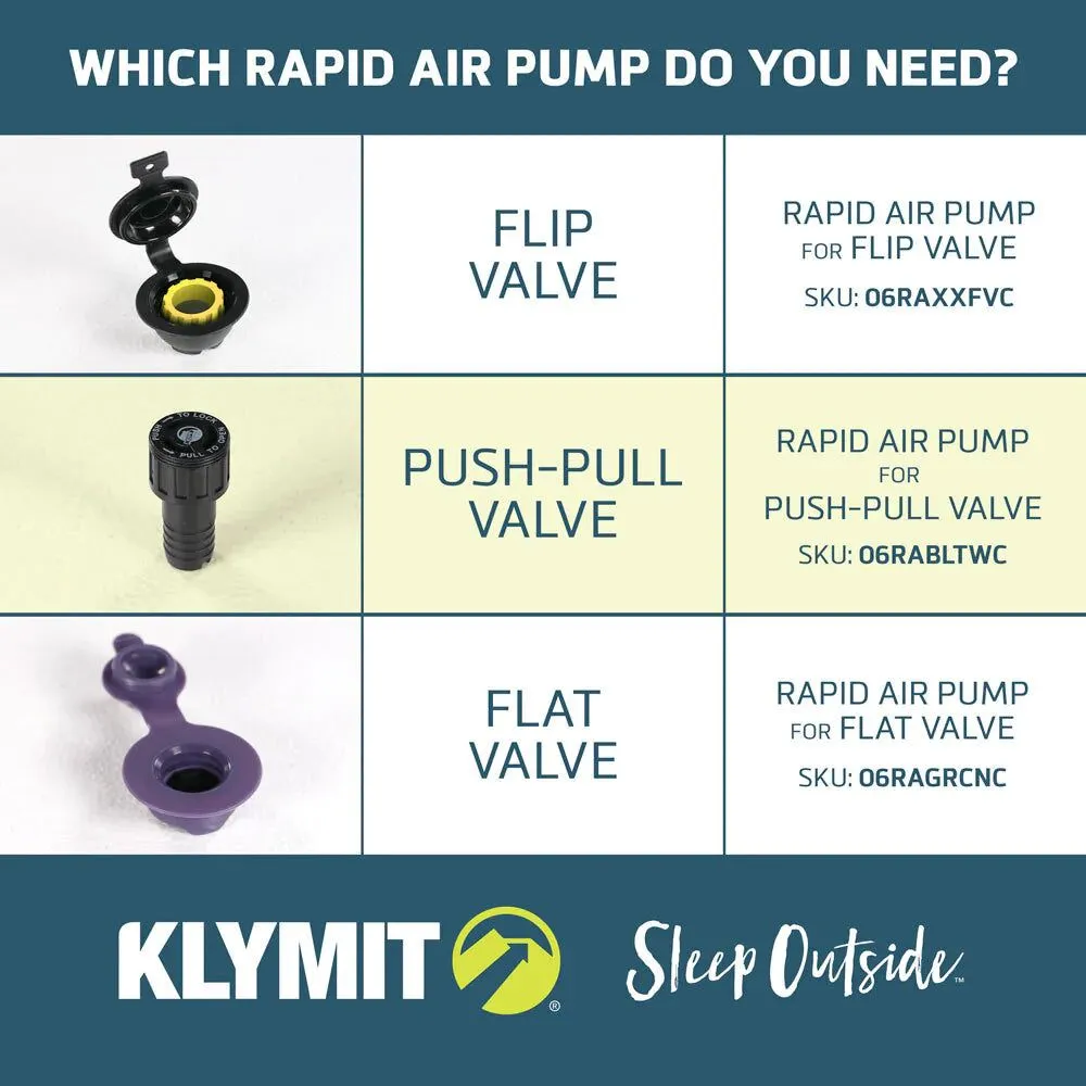 Klymit Rapid Air Pump For Flat Valve