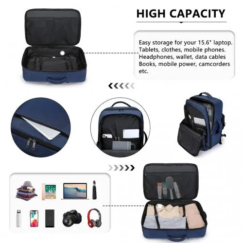 Kono Multifunctional Portable Travel Backpack Cabin Luggage Bag - Navy