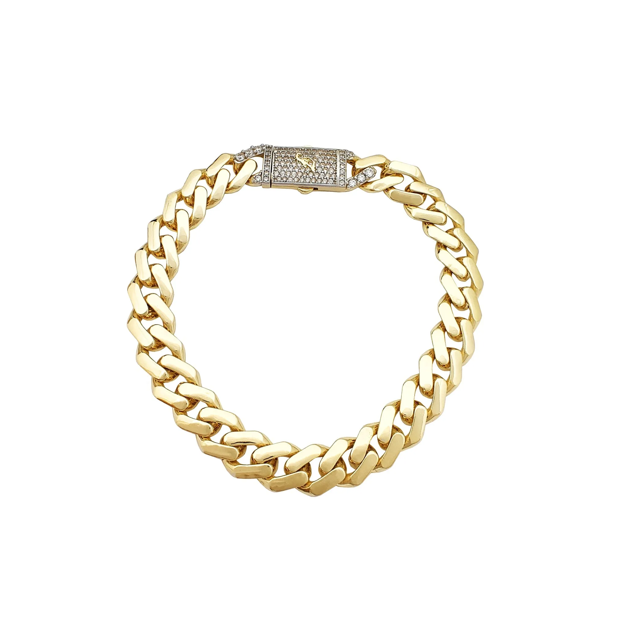 Lightweight Monaco Iced-Out Lock Anklet (14K)