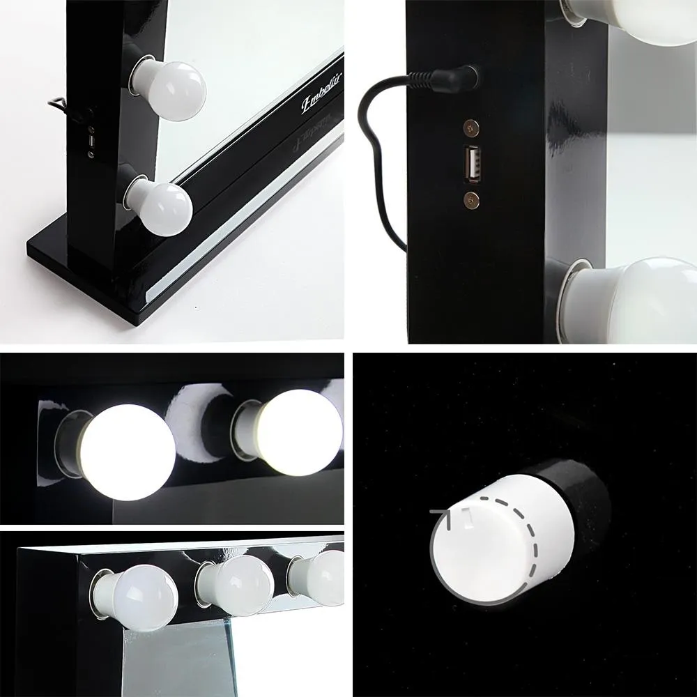 Make Up Mirror with LED Lights - Black