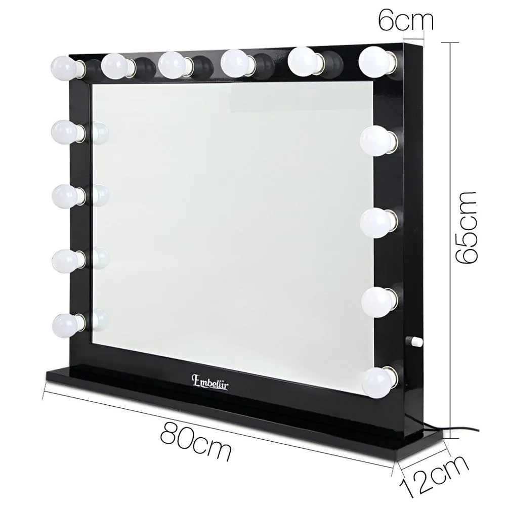 Make Up Mirror with LED Lights - Black