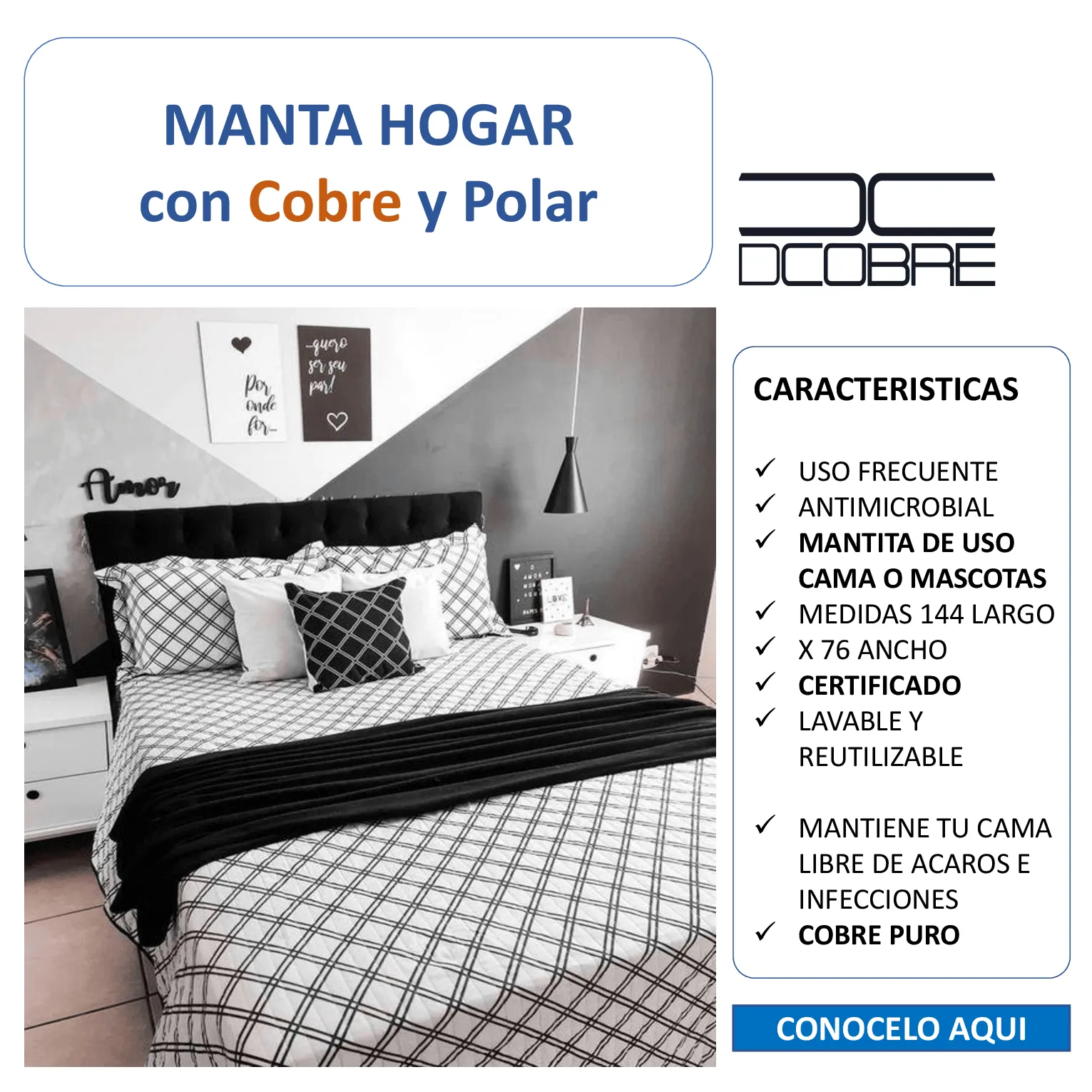 Manta Hogar en Cobre y Polar.