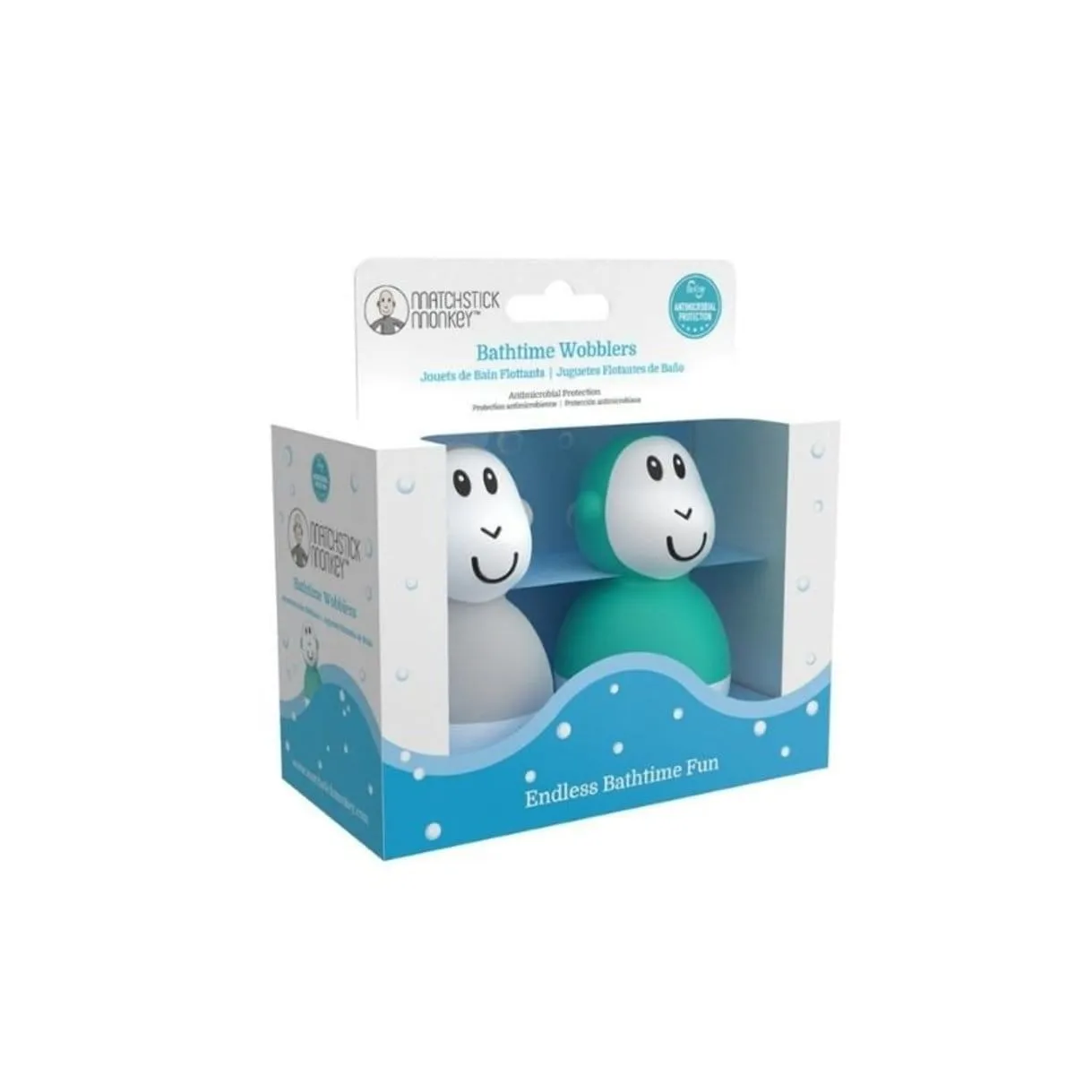 Matchstick Monkey Bathtime Wobblers - Cool Grey/Green