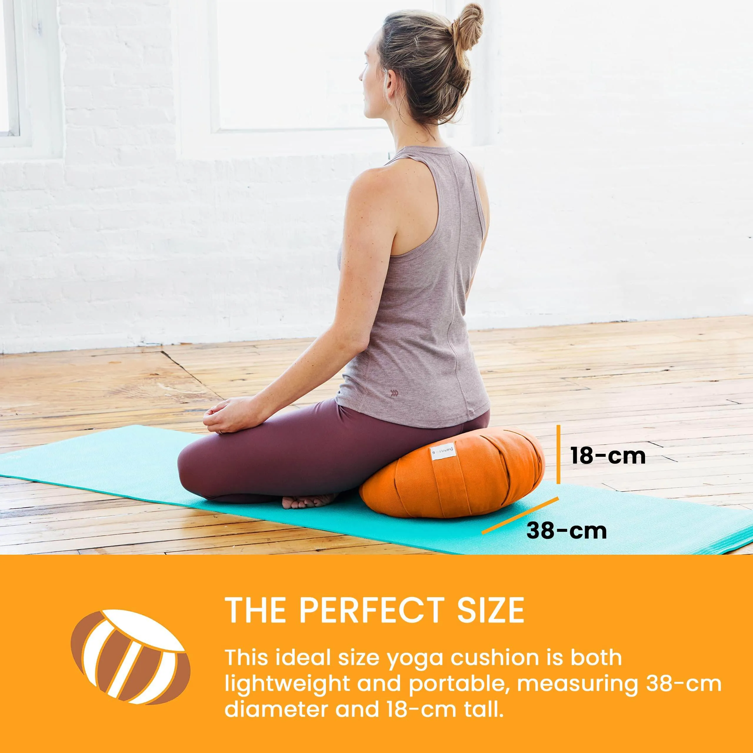 Meditation Cushion Sol Living Yoga Floor Pillow 100% Cotton Floor Cushion Removable Cover Firm Comfort Yoga Floor Cushion Seating for Adults Machine Washable Zafu Meditation Pillow Pouf Bolster Pillow