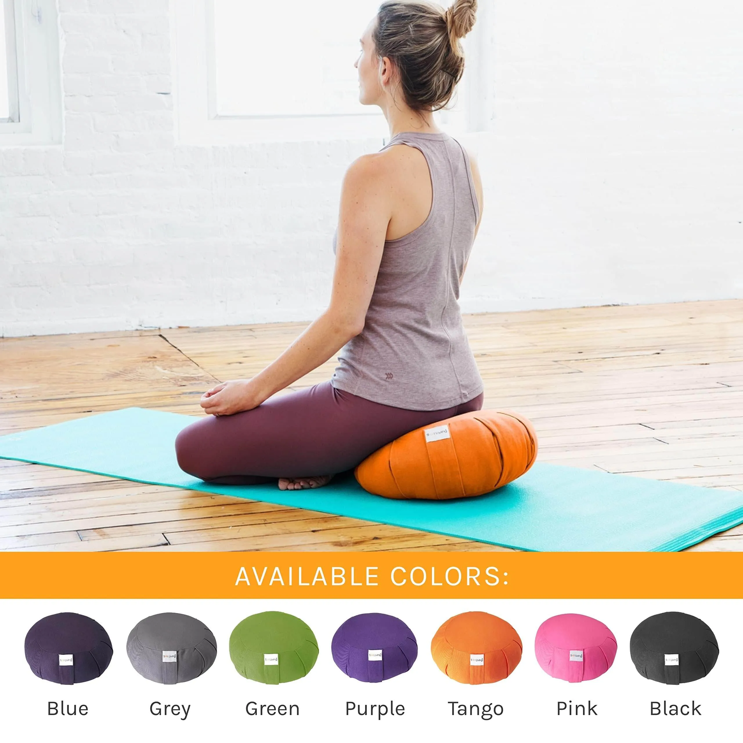 Meditation Cushion Sol Living Yoga Floor Pillow 100% Cotton Floor Cushion Removable Cover Firm Comfort Yoga Floor Cushion Seating for Adults Machine Washable Zafu Meditation Pillow Pouf Bolster Pillow