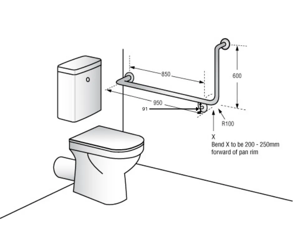 Metlam 90° Flush Mount Side Wall 950x600mm - Antimicrobial