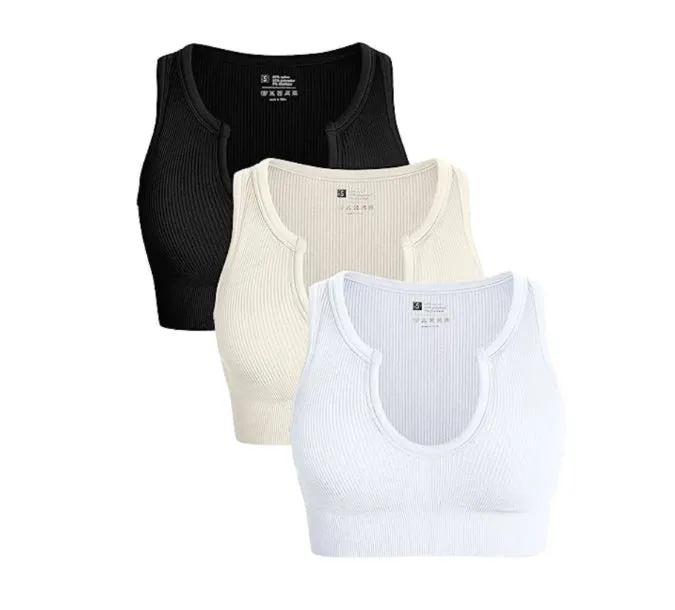 Midriff-baring Crop Tops, Ribbed Workout Yoga Sports Short Style Solid Color Casual Vest C-240706-1