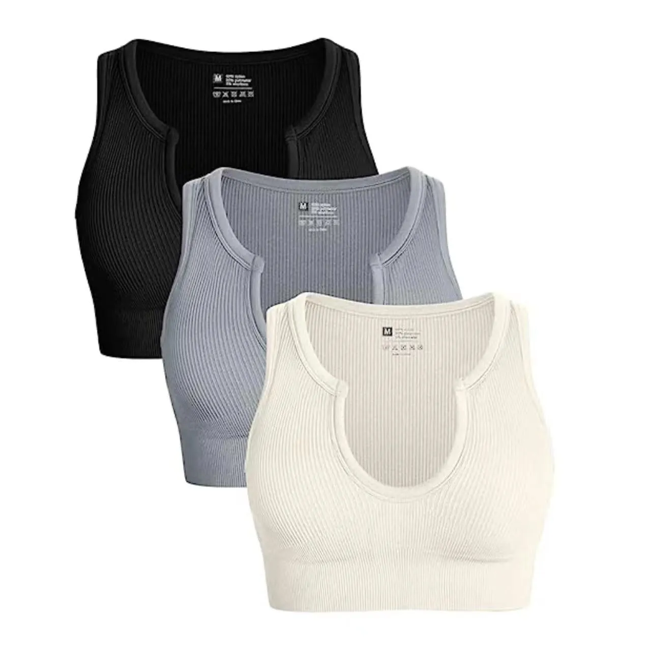 Midriff-baring Crop Tops, Ribbed Workout Yoga Sports Short Style Solid Color Casual Vest C-240706-1