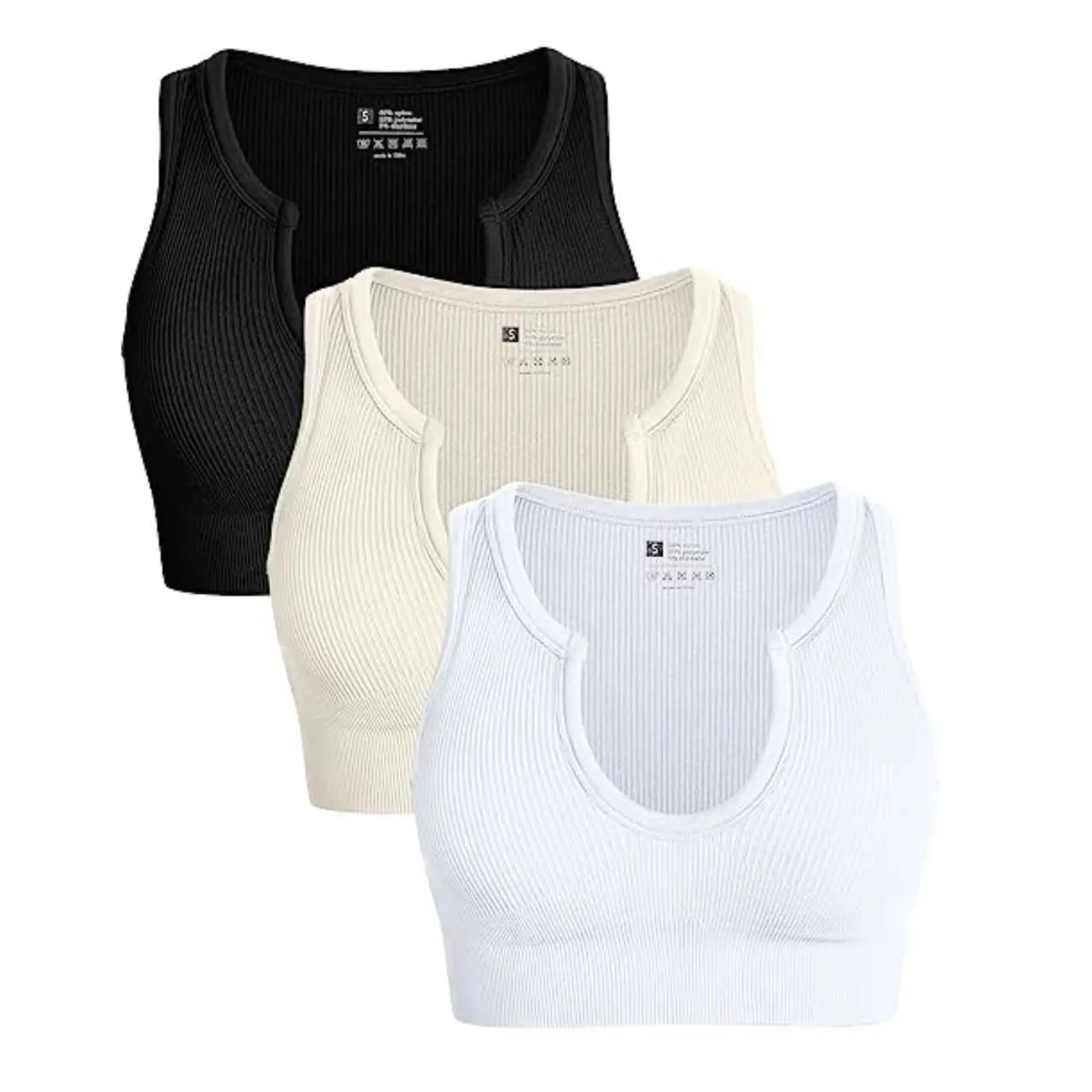 Midriff-baring Crop Tops, Ribbed Workout Yoga Sports Short Style Solid Color Casual Vest C-240706-1