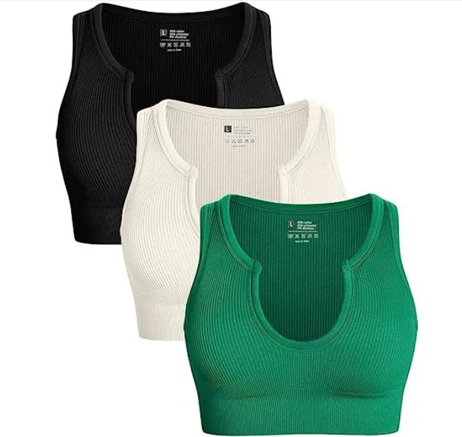 Midriff-baring Crop Tops, Ribbed Workout Yoga Sports Short Style Solid Color Casual Vest C-240706-1