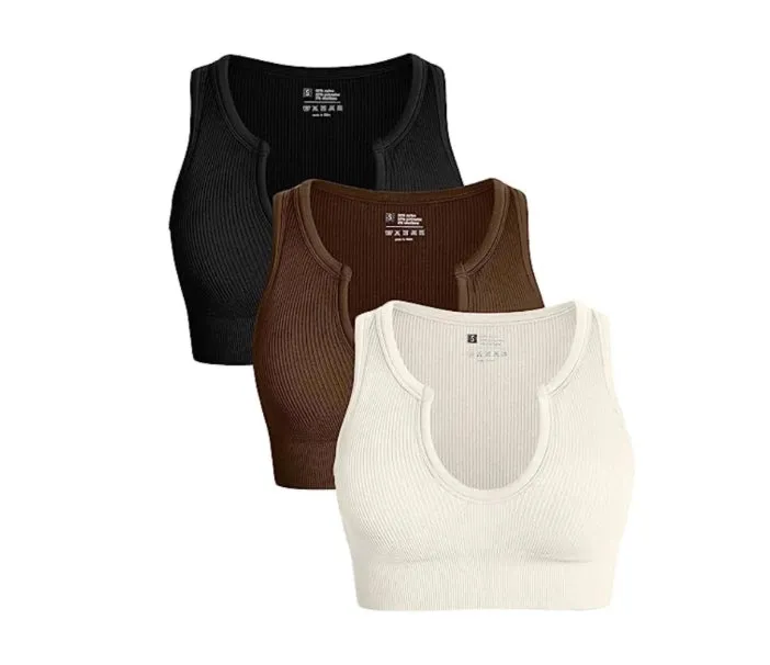 Midriff-baring Crop Tops, Ribbed Workout Yoga Sports Short Style Solid Color Casual Vest C-240706-1