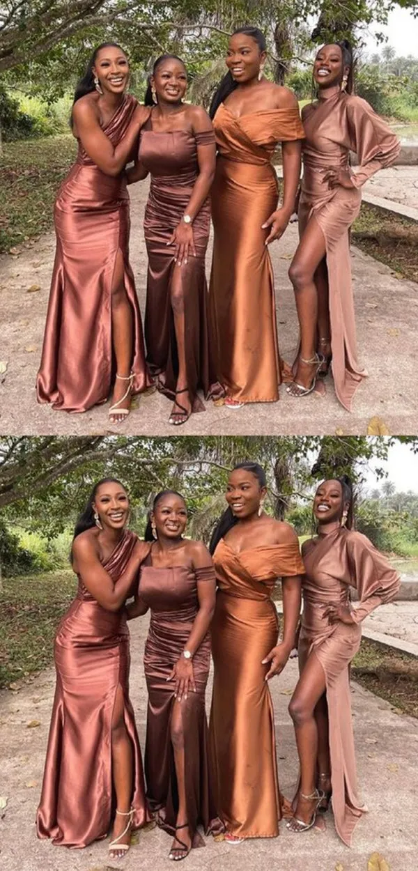 Mismatched Sleeveless Mermaid Satin Bridesmaid Dresses Online, BG840
