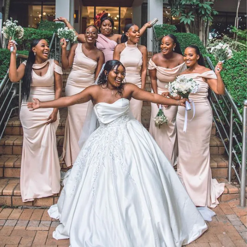 Mismatched Sleeveless Mermaid Satin Bridesmaid Dresses Online, BG854