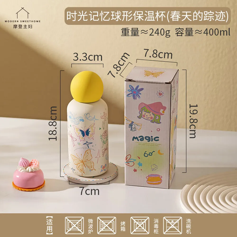Modern Housewife Time Memory Insulated Bottle - Spring Traces Design, 400ml