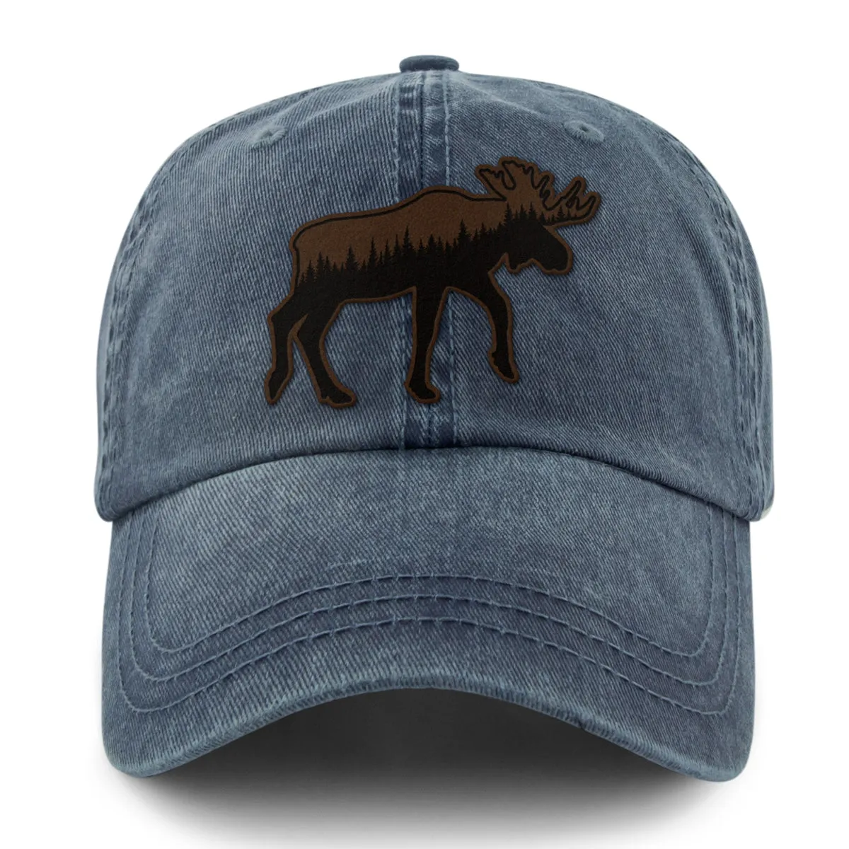 Moose Tree Skyline Leather Patch Washed Dad Hat
