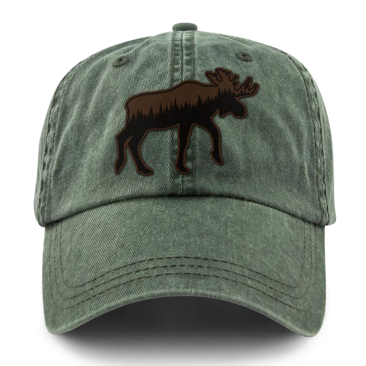 Moose Tree Skyline Leather Patch Washed Dad Hat