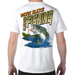 Naples, FL Work Sucks, Let's Go Fishing Performance Tech T-Shirt