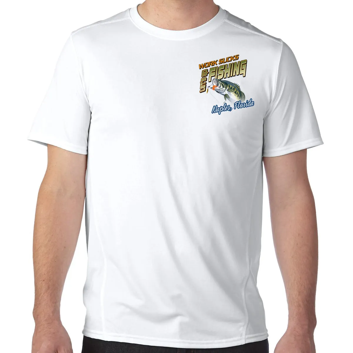 Naples, FL Work Sucks, Let's Go Fishing Performance Tech T-Shirt