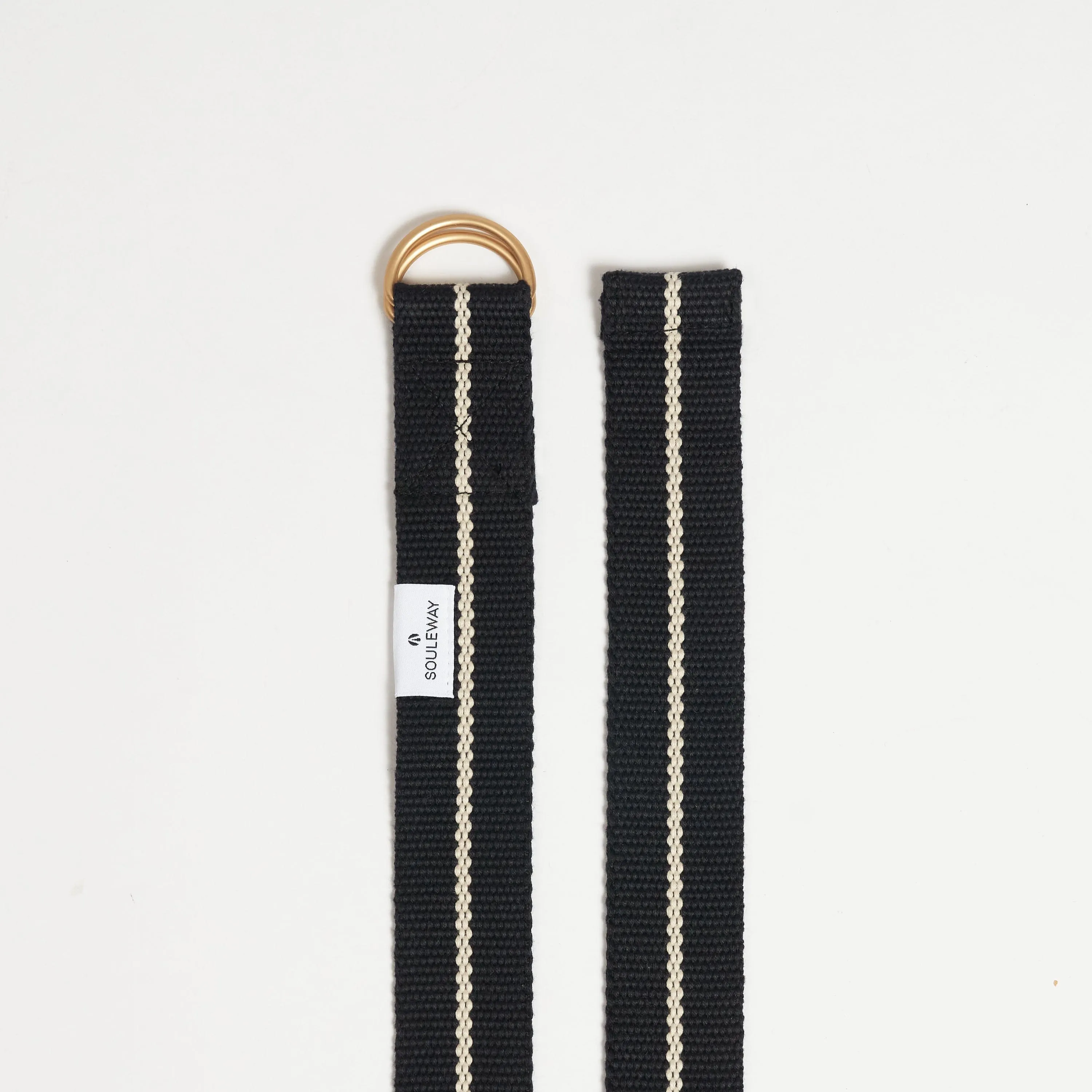 Natural Cotton Yoga Strap | Black & Sand